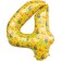 Foil ball 34 “number 4”, three cats, yellow, 1 pcs in packaging