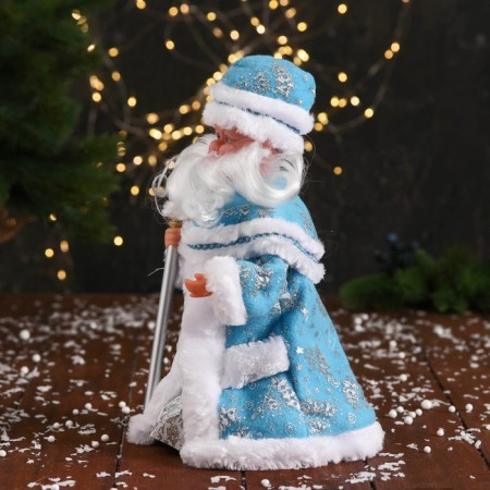 Santa Claus "with a flashlight on the staff and patterns on the fur coat" moves, 30x14 cm, blue-3