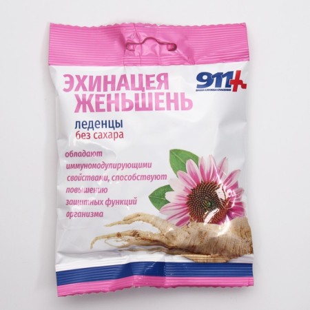 Lollows "911" without sugar, echinacea, ginseng, vitamin C, 50 g