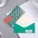 Money envelope "Happy Birthday!" Cutting, embossing, green pattern, 8.3x16.7 cm