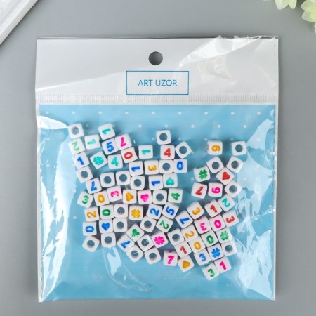 Beads for creativity plastic "Distance on the cube" White set 20 grams 0.7x0.7 cm-2