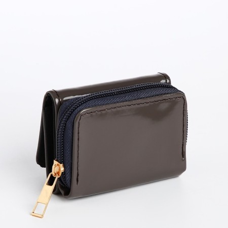 Women's wallet on the button, gray color-1