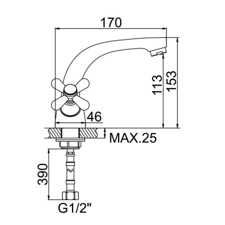 Comer for the Accoona A9670 sink, two -wound, brass, chrome-4