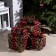 LED figure "Brown wicker gifts" 15, 20, 25 cm, textiles, metal, 220 V, glow warm white
