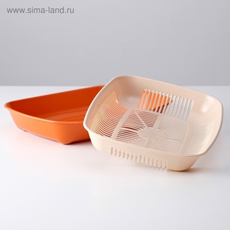 Rounded toilet with a mesh of 33.5 x 25 x 6 cm, beige-brown