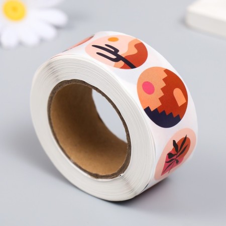 Sticker Paper "Abstraction. Nature" d = 2.5 cm 500 pcs in a roll 3x6.5x6.5 cm-1