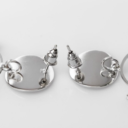 Earrings with rhinestones "flash" circle, white color in silver-2