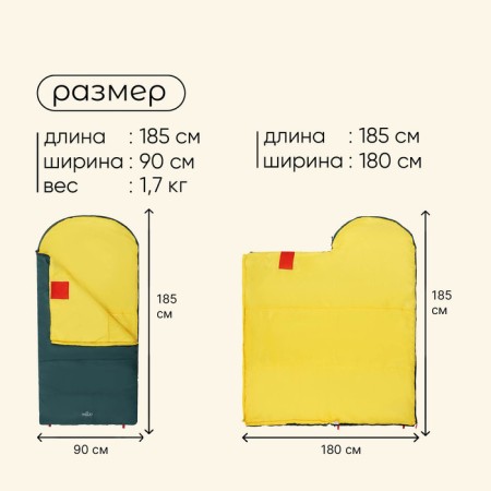 The sleeping bag Maclay Camping Comfort Cold, blanket, 4 layers, left, 185x90 ​​cm, -10/+5 ° C-2