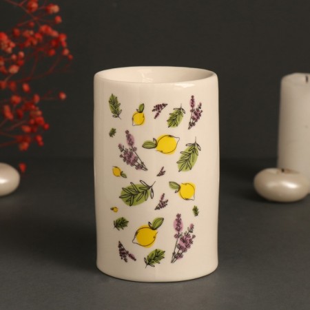 Aroma lamp ceramics "Formula of calm" White 7.2x7.2x11.6 cm-2