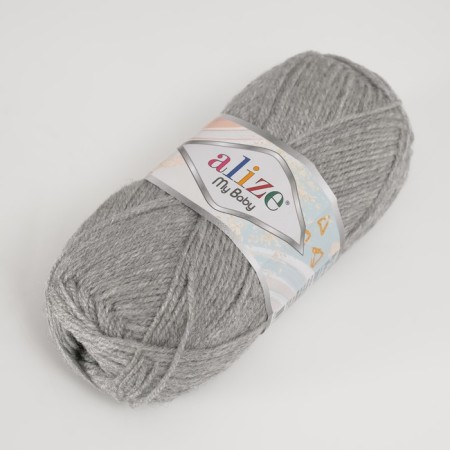 Yarn "My Baby" 100% acrylic 150m/50g (21 gray melange)-1