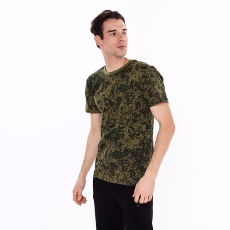 T -shirt male camouflage pixel, green color, size 46-1
