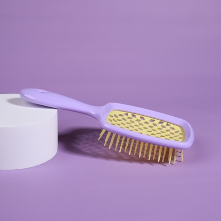 The comb is massage, wide, ventilated, 8.5 × 20.5 cm, PVC box, lilac/yellow color-7