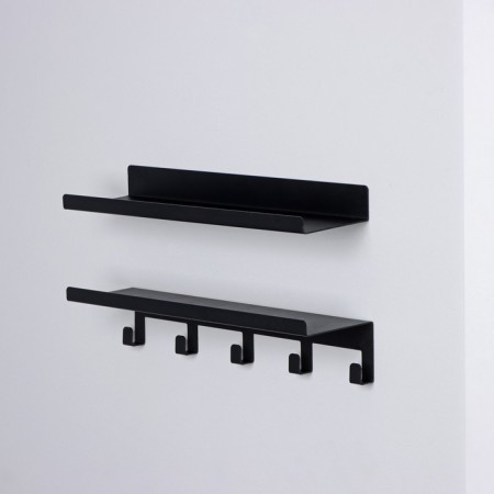 Set of shelves with hooks loft, 2 shelves: 350 × 100 × 35 mm, 350 × 100 × 80 mm, color black-2