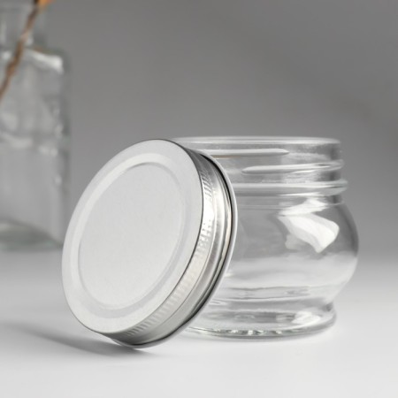Bank for candles glass with a “rounded” lid is a transparent 200 ml 7x7x7 cm-2