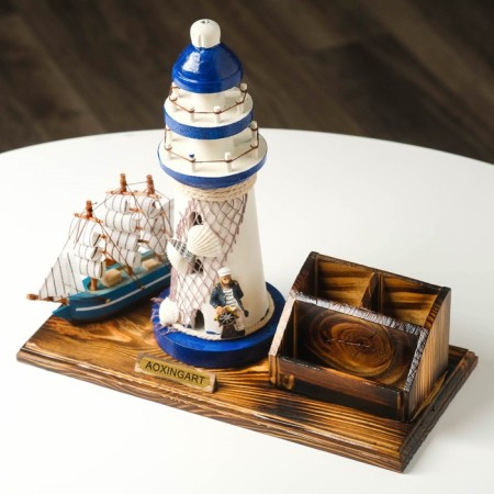 Set of desktop "Mayak": stand for pens, business card holder, 14 x 30 x 27 cm-8