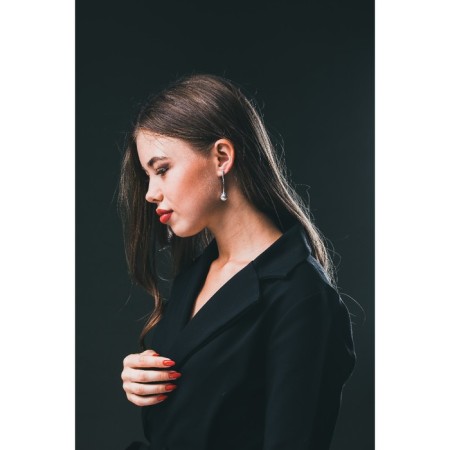 Earrings "Elegance of Pearls", echoing with oxidation, white color-1