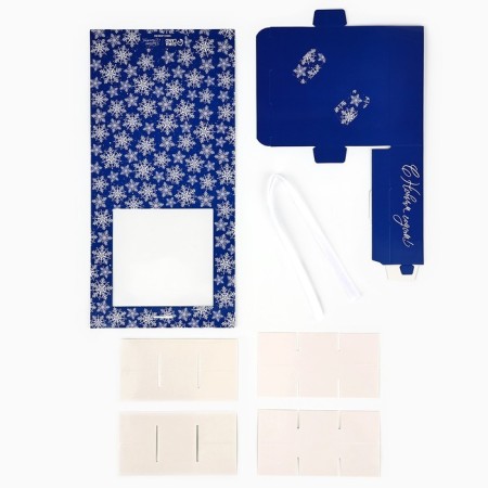 Box for 9 sweets with cells "Snowflakes" 14.8 x 13.5 x 3.5 cm, New Year-6