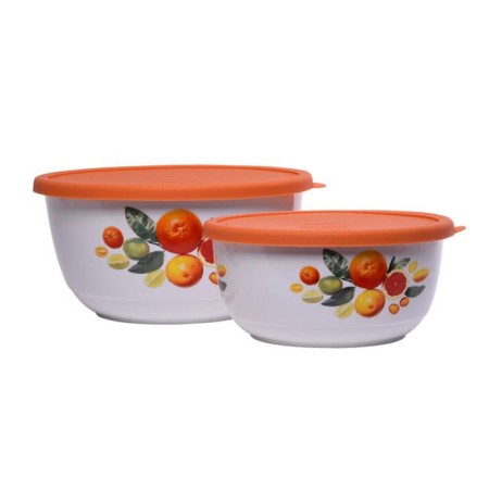 A set of 2 ceramic salad bowls with silicone covers, 1.2/2.2 l