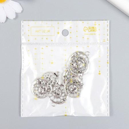 Decor for creativity Metal "Month and Sun" set 7 pcs silver 2.4x2.8 cm-3