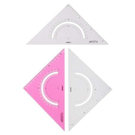 Set of triangles 3 pcs. Calligrata 45* Katet 18 cm, with a transporter, transparent