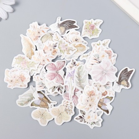 Stickers for creativity "Flowers and butterflies" set 46 pcs 4.4x4.4x1.1 cm