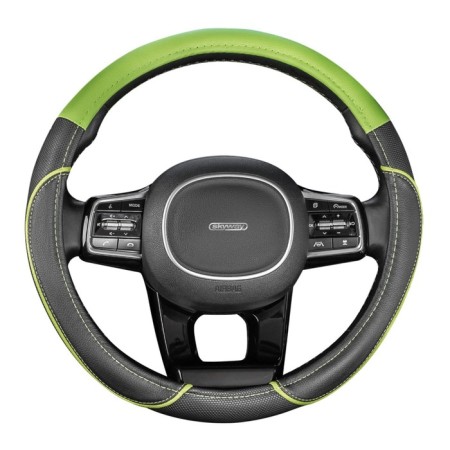 SkyWay braid, eco -leather, size m, black, with a green insert and strip, S01102393-9