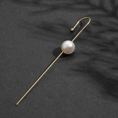 Earr "Kaff" through the pearl, the color is white in gold-1