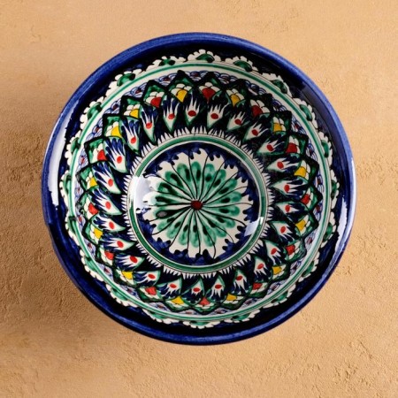 Rishtan ceramics "Patterns", 18 cm, large, blue-7