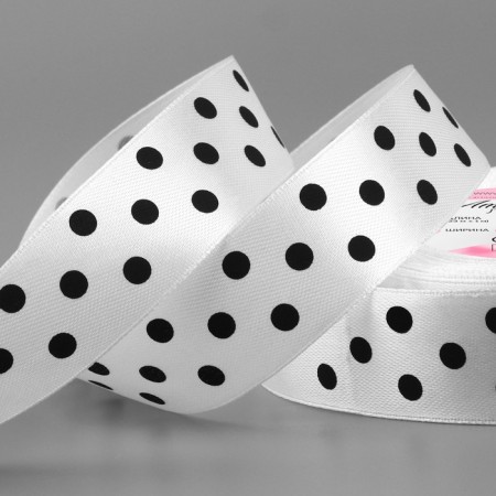 Satin tape "Golshek", 25 mm × 23 ± 1 m, white color No. 001