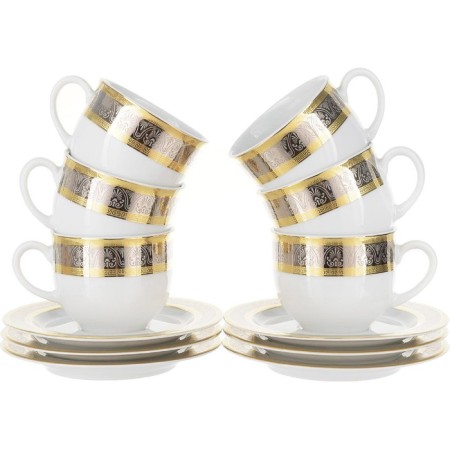 A cup of 165 ml with a saucer 135 mm high opal, decor "wide Kant Platinum, gold"