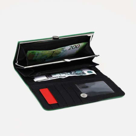 Women's wallet on magnet, green color-2