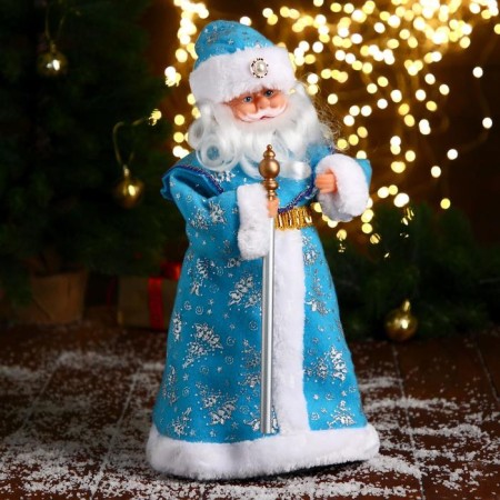 Santa Claus "In a blue fur coat with a staff" moves, 39 cm, blue-1