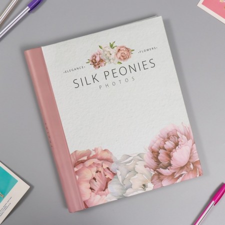 Photo album on 10 magnetic sheets 23x28 cm, int. Silk Peonies spiral peonies on silk