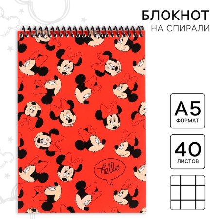 Notepad A5, on the crest, 40 sheets, Minnie Mouse