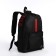 A backpack with a zipper, an outer pocket, 2 side pockets, black/red color