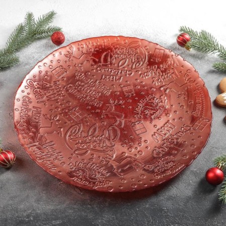 Layer plate "New Year", d = 35 cm, red color-1