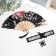 Fan bamboo, textile h = 21 cm bend, with a brush "flowers" in a box, black