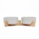 Double ceramic bowls on a stand of 2 x 450 ml 28.5 x 15.5 x 7 cm, gray