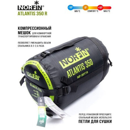 Sleeping bag Norfin Atlantis 350, cocoon, 1 layer, right, 220x80 cm, 0 ° C-1