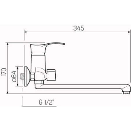 Bath mixer RMS SL86-006E, single-leaf, pour 27 cm, wall, chrome-3