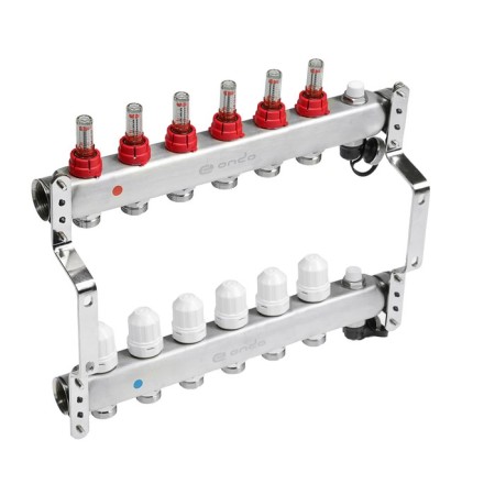 Collector Group ONDO, 1 "X3/4", 6 outputs, with consumables, stainless steel-1