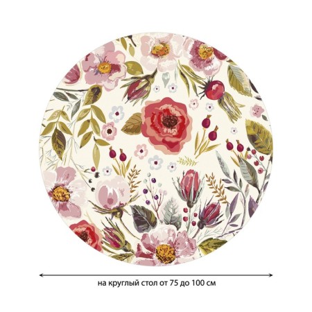 Tables on the table "Flower hodgepodge", round, oxford, elastic band, size 120x120 cm, diameter 75-100 cm-1