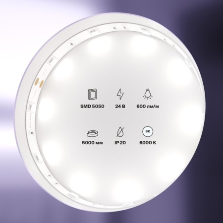 Maytoni Led Strip 10162, 24V, 5 m, IP20, 5050, 7.2 W/m, 10x2, 6000K, monochrome-2