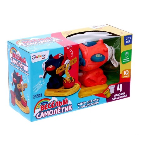 Set for playing with plasticine "Merry Airpower", 4 jars with plasticine, mix-12