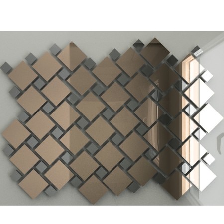Mirror mosaic "Bronze" (70%) + "graphite" (30%) with chip 25x25 mm and 12x12 mm