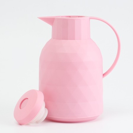 Thermos-coffeery 1 l, retains heat 24 hours, glass flask, pink-1