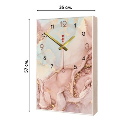 Carty clock is wall, interior "pink marble", smooth move, 57 x 35 x 4 cm-3