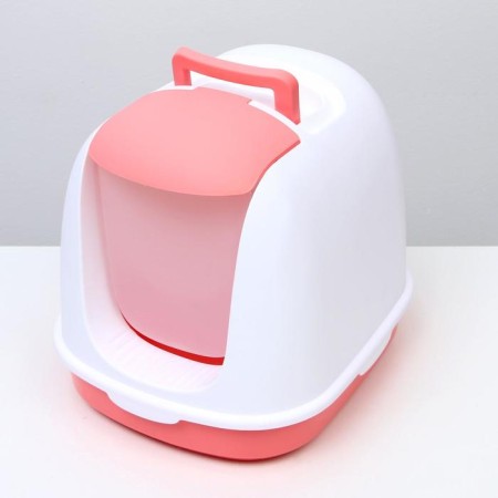 Closed toilet with a scoop, 47 x 40 x 39 cm, white-pink-3