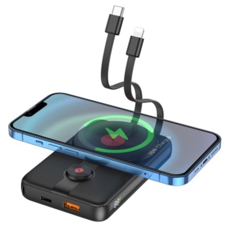 External battery Hoco J92, 10,000 mAh, 3 a, display, Besp. Charging, Type-C, Lightning, Black-1
