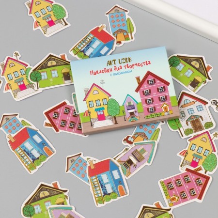 Stickers for creativity "houses" embossing gold set 48 pcs 9x7x0.8 cm